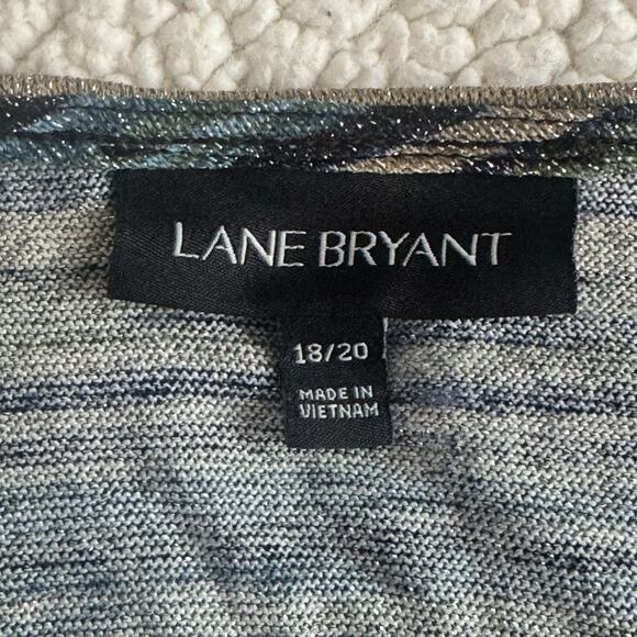 LANE BRYANT Metallic StripeMidi Dress Size 18/20 Plus V-Neck Tie Back 3/4 Sleeve - Picture 8 of 10